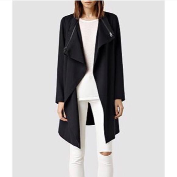 AllSaints Iona Lyocell Funnel Collar Zip Jacket 00 - Picture 1 of 8